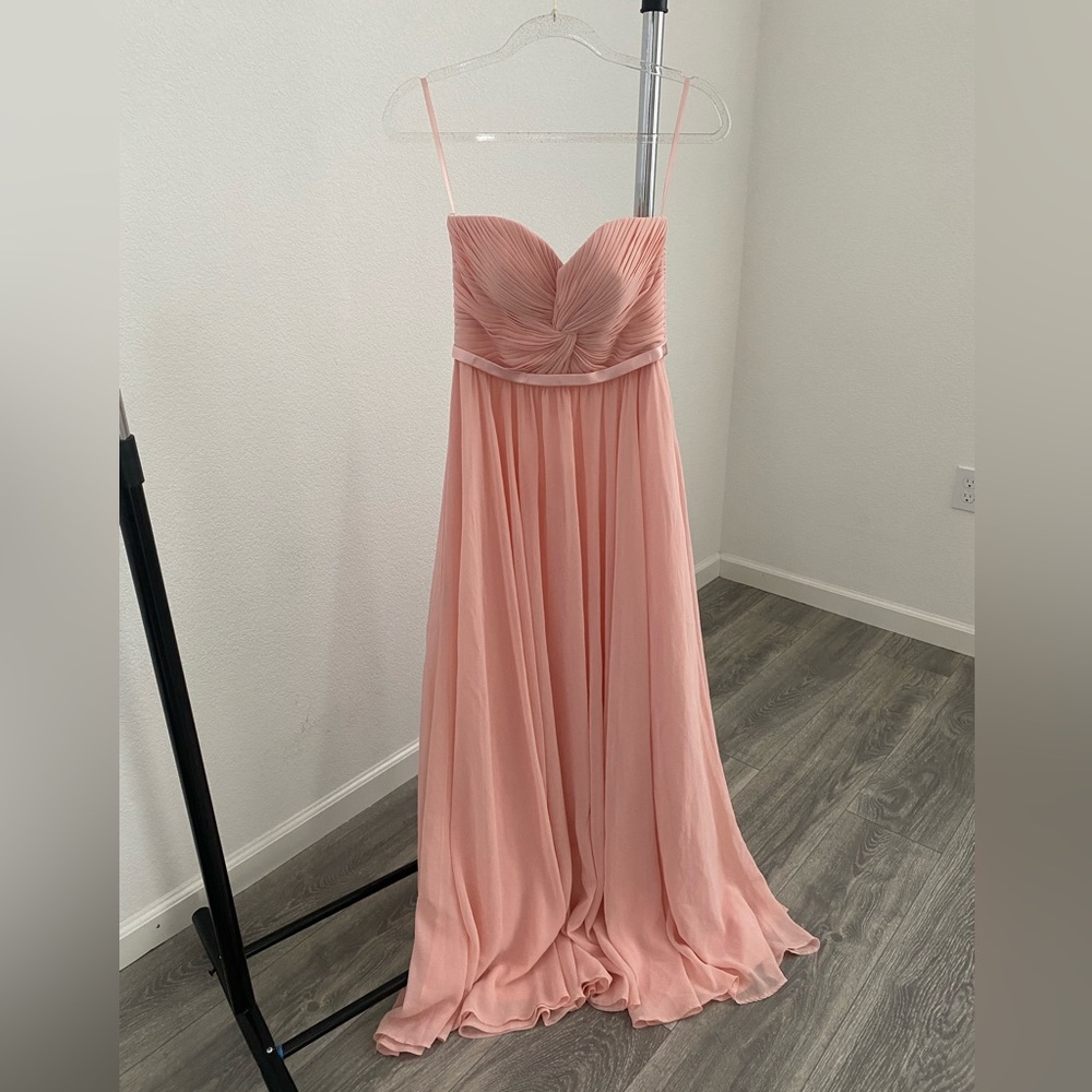 Baby Pink Brides Maid strapless maxi dress
